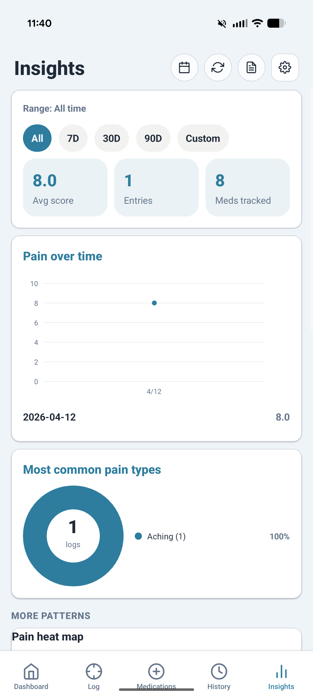 PainCanvas export options screen for generating files from stored records.